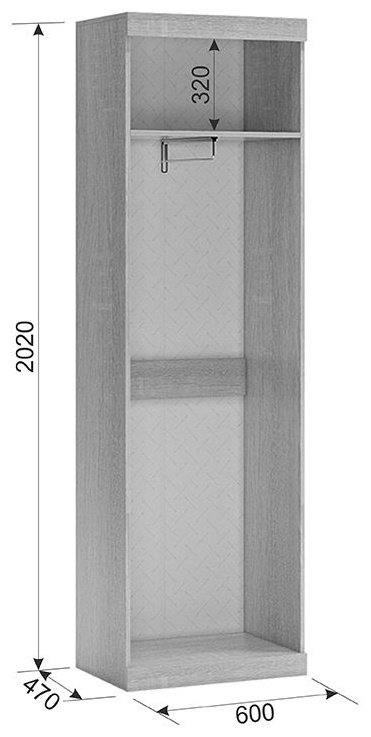 Распашной шкаф Mebelson Макси 2Д Скала, 60x202.1х47 см, коричневый купить,0