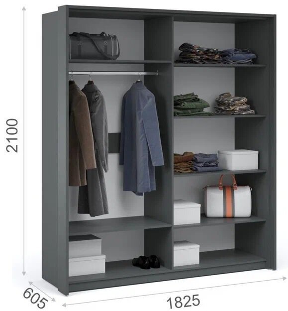 Шкаф распашной Мишель 183x210х61см бело-серый купить,NaN