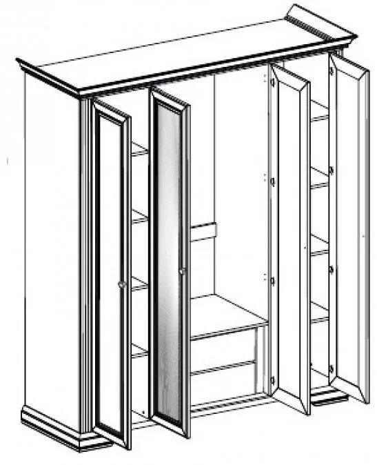 Распашной шкаф Гербор Вайт 4D2S, 226.5x221х63.5 см, белый купить,NaN