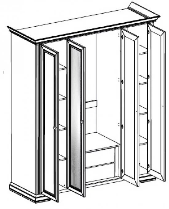 Распашной шкаф Гербор Вайт 4D2S, 226.5x221х63.5 см, белый купить,NaN