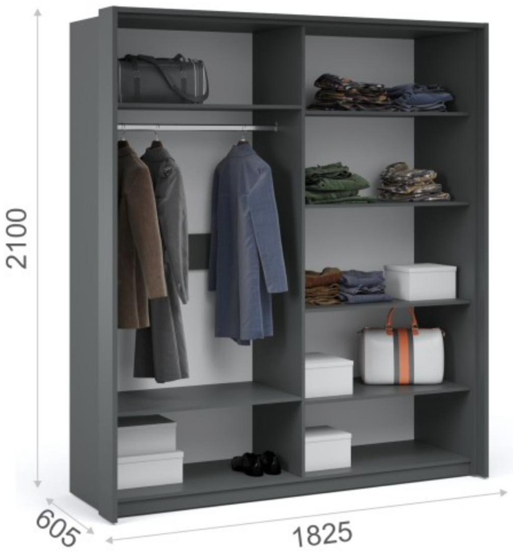 Распашной шкаф Imperial Мишель 182.5x209х60.5 см серый купить,NaN