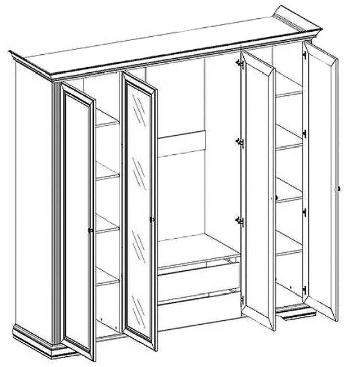 Распашной шкаф Гербор 4D2S 226.5x221х63.5см белый купить,NaN