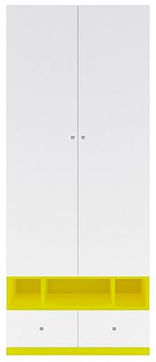 Распашной шкаф BRW Брест SZF2D2S, 80x195х55 см, белый, желтый