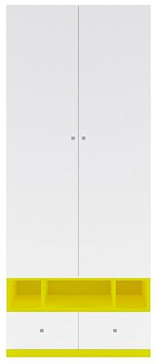 Распашной шкаф BRW Брест SZF2D2S, 80x195х55 см, белый, желтый купить,NaN