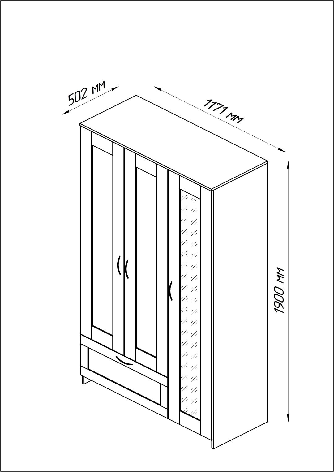 Распашной шкаф Гуд Лакк СИР-03, 117.1x190х50.2 см, белый купить,NaN