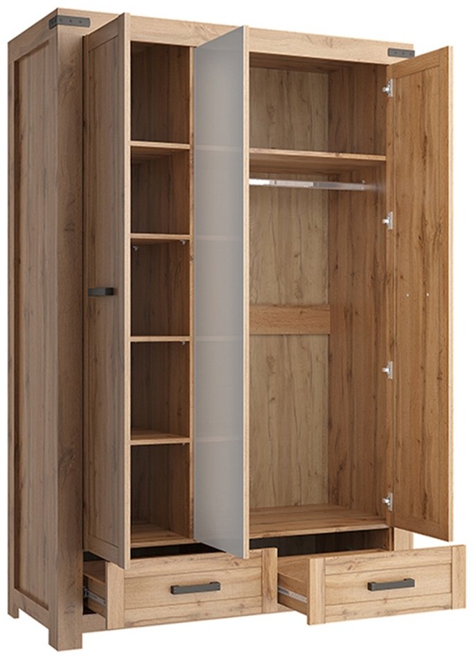 Распашной шкаф ANREX Мортиз 3DG2S Z, 137x210.1х59.8 см, коричневый купить,0