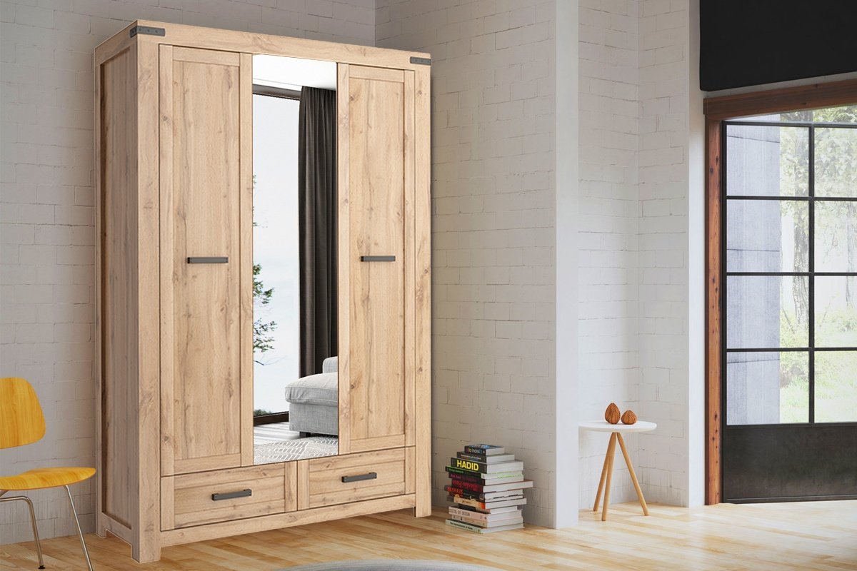 Распашной шкаф ANREX Мортиз 3DG2S Z, 137x210.1х59.8 см, коричневый купить,0