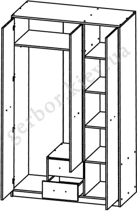 Распашной шкаф Involux 020-04 SZF3D2S N, 118.5x196.5х54 см, белый, коричневый - ForteMarket Распашной шкаф Involux 020-04 SZF3D2S N, 118.5x196.5х54 см, белый, коричневый купить,0