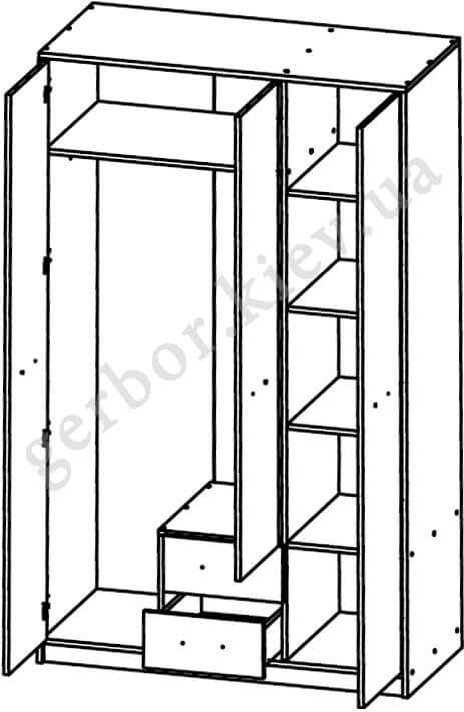 Распашной шкаф Involux 020-04 SZF3D2S N, 118.5x196.5х54 см, белый, коричневый купить,NaN