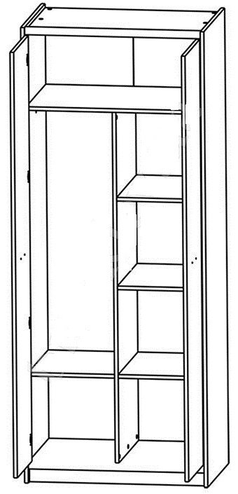 Распашной шкаф Гербор Опен SZF2D, 80x200х54.5 см, коричневый купить,0