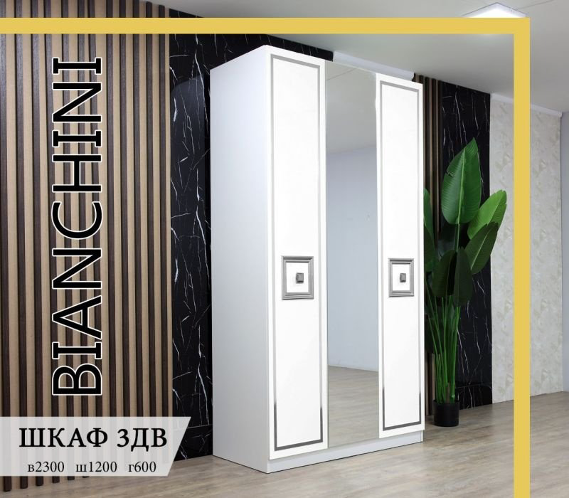 Шкаф распашной Лидер Bianchini 120x230х60см белый купить,NaN