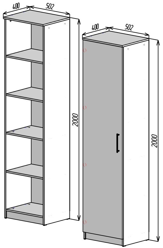 Распашной шкаф Мебель Азии Вавилон, 50.2x200х40 см, серый купить,0