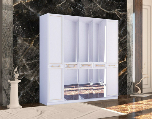 Распашной шкаф Cossa 5д, 230x224х60 см, белый