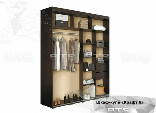 Шкаф-купе BTS Крафт 6 1.97, 196.2x217.6х59.1 см, коричневый
