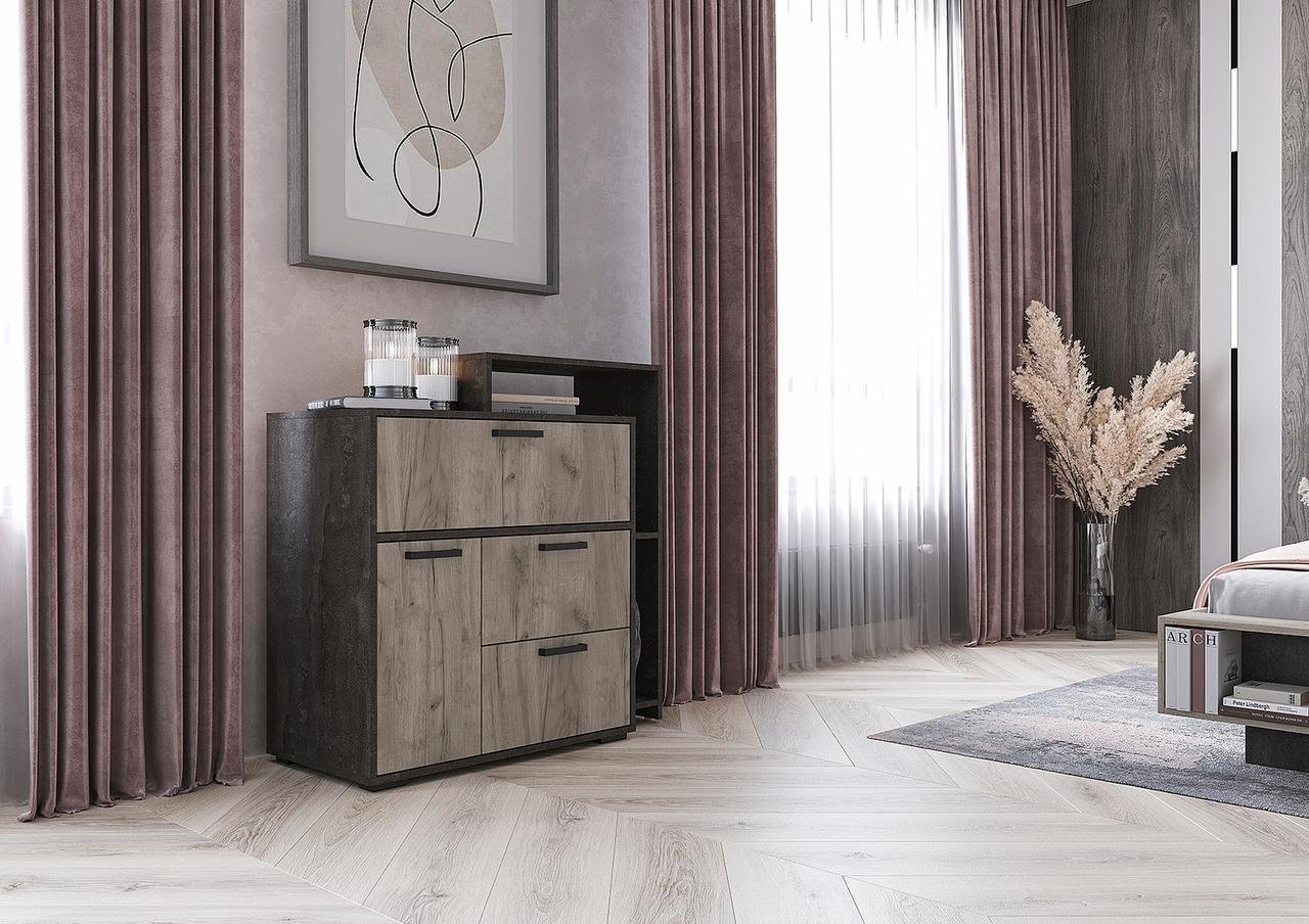 Комод Стендмебель Эдинбург, 100x45.5x99 см, темно-коричневый, темно-серый - ForteMarket Комод Стендмебель Эдинбург, 100x45.5x99 см, темно-коричневый, темно-серый купить,0
