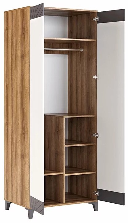 Распашной шкаф Алисия Гринвич Мод.8, 81x210х59 см, белый, темно-серый купить,NaN