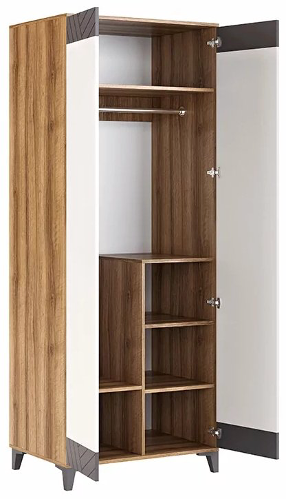 Распашной шкаф Алисия Гринвич Мод.8, 81x210х59 см, белый, темно-серый купить,NaN