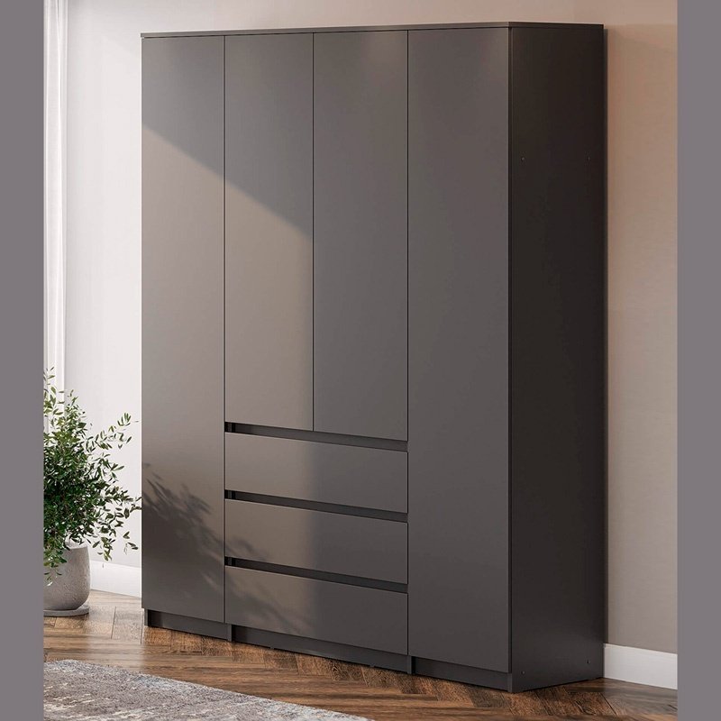 Распашной шкаф СВ Мебель Денвер, 160.1x205.2х46.2 см, графит - ForteMarket Распашной шкаф СВ Мебель Денвер, 160.1x205.2х46.2 см, графит купить,0