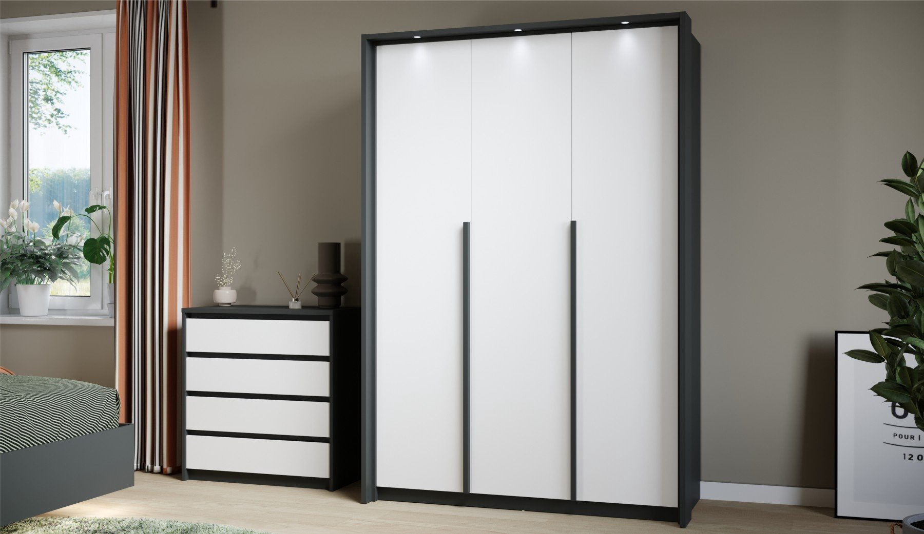 Комод IMPERIAL Мишель, 80x40x86, ЛДСП, черный, белый купить,NaN