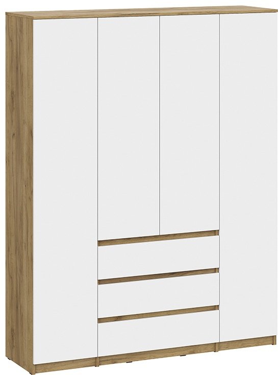 Распашной шкаф Денвер 4Д, 160.1x205.2х46.2 см, белый, светло-коричневый купить,NaN