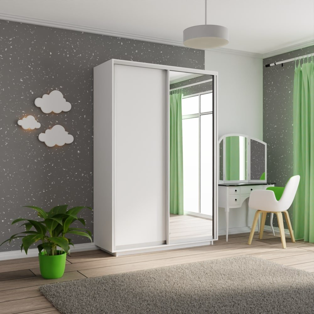 Шкаф-купе Мебель Азии Экспресс 2-140, 140x220х60 см, белый купить,NaN