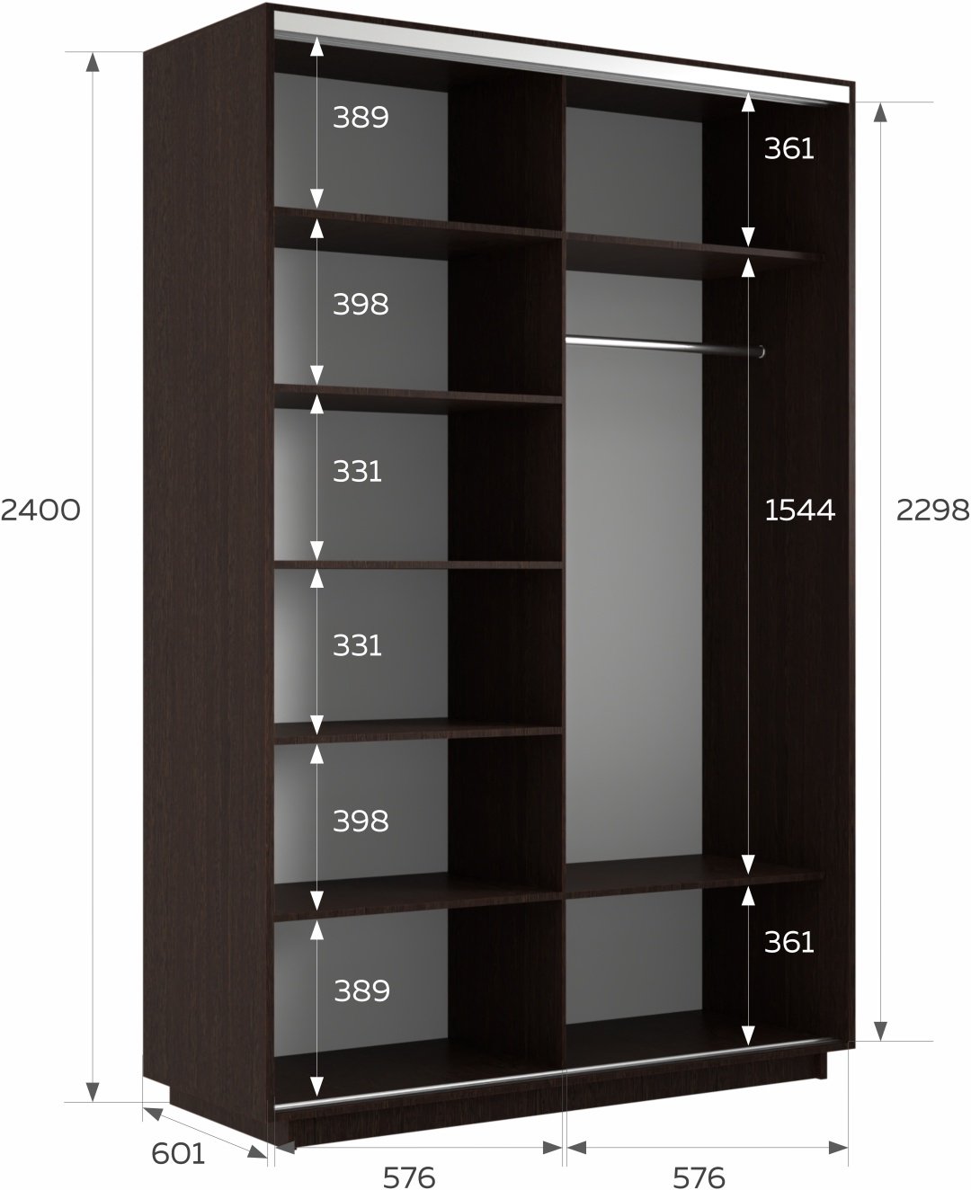 Шкаф-купе Мебель Азии Экспресс, 120x240х60.1 см, темно-коричневый - ForteMarket Шкаф-купе Мебель Азии Экспресс, 120x240х60.1 см, темно-коричневый купить,0