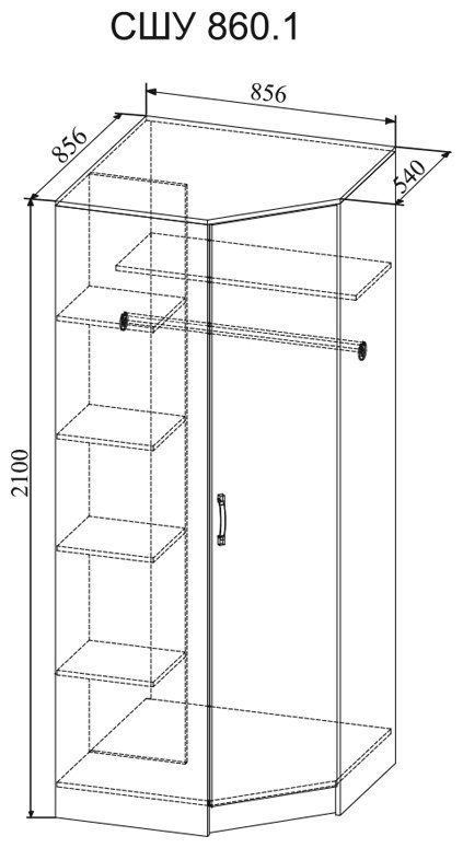Шкаф угловой ДСВ Софи, 85.6x210х85.6 см, белый купить,NaN