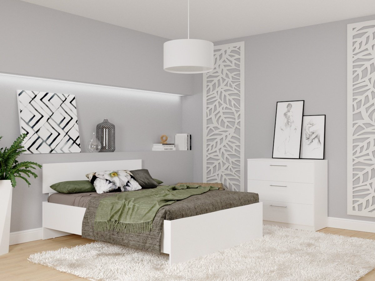 Кровать Мебель Азии Медина 160x200см с матрасом белый купить,NaN