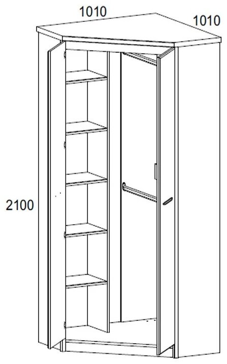Распашной шкаф ANREX Джаз 2D Каштан найроби, 101.3x210х101.3 см, коричневый купить,NaN