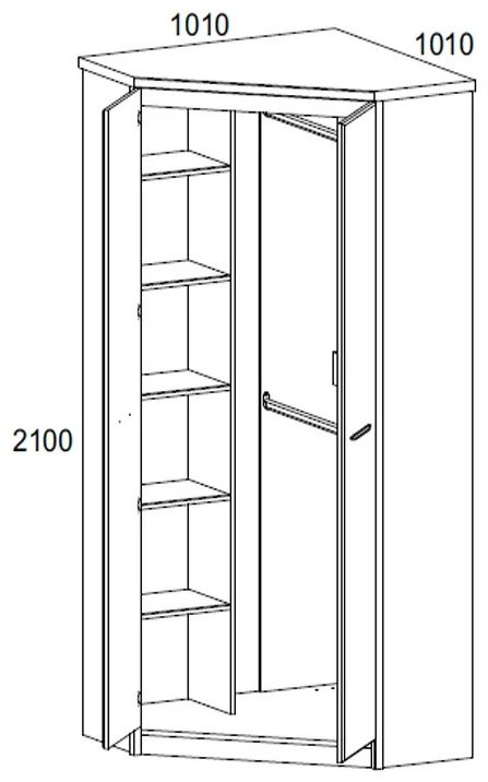 Распашной шкаф ANREX Джаз 2D Каштан найроби, 101.3x210х101.3 см, коричневый купить,NaN