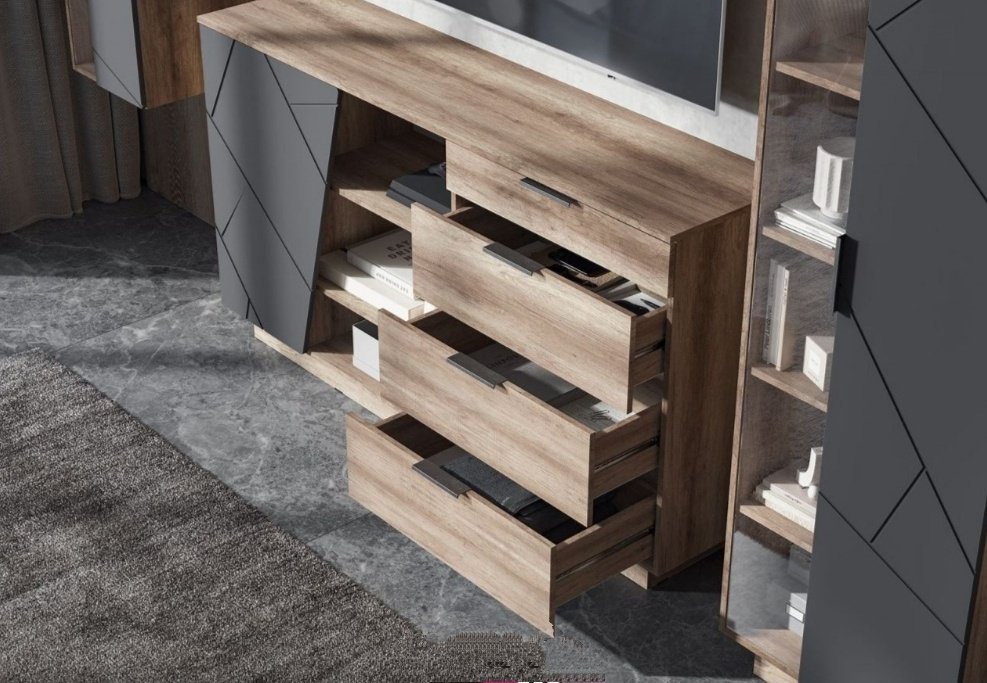Стендмебель Далласа КМ 01 , 170x40x94 см, серый, светло-коричневый - ForteMarket Стендмебель Далласа КМ 01 , 170x40x94 см, серый, светло-коричневый купить,0