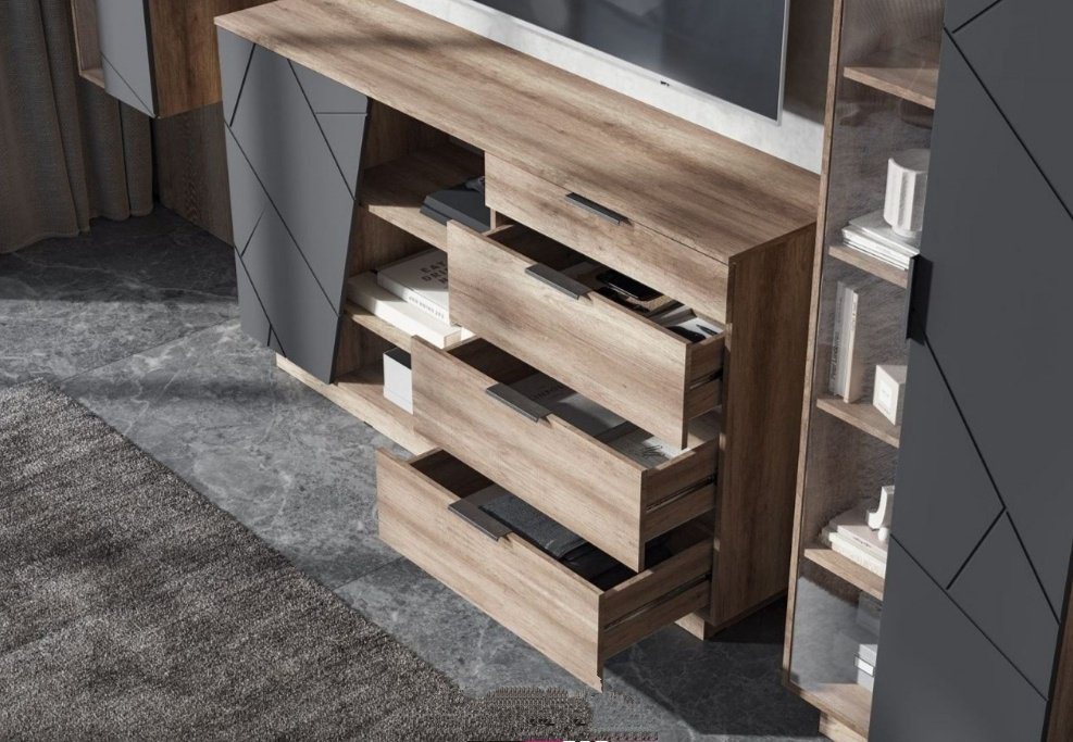 Стендмебель Далласа КМ 01 , 170x40x94 см, серый, светло-коричневый купить,NaN