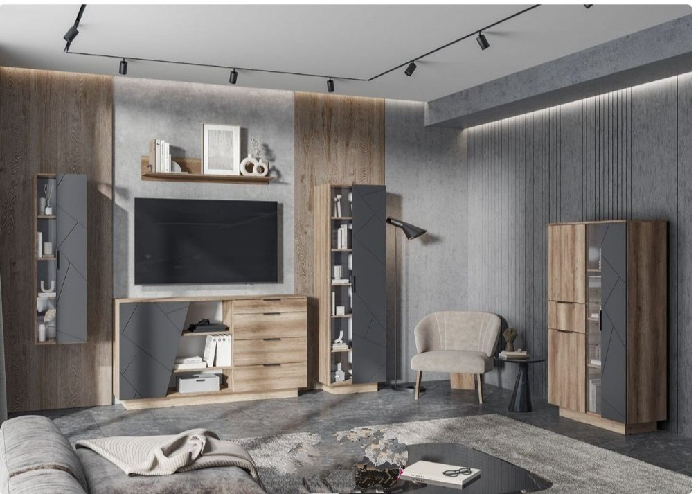 Стендмебель Далласа КМ 01 , 170x40x94 см, серый, светло-коричневый купить,NaN