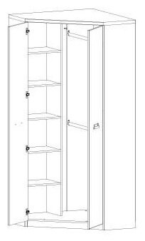 Шкаф угловой ANREX Дизель 2D, 101x210х101 см, коричневый - ForteMarket Шкаф угловой ANREX Дизель 2D, 101x210х101 см, коричневый купить,NaN