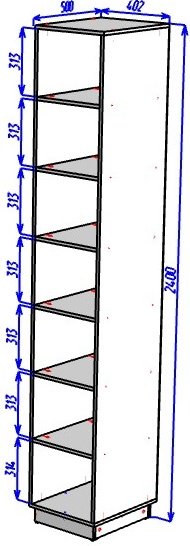 Шкаф-пенал Мебель Азии Стоунхендж, 40.2x240х50 см, серый купить,0