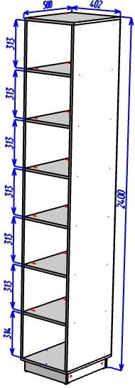 Шкаф-пенал Мебель Азии Стоунхендж, 40.2x240х50 см, серый купить,52990