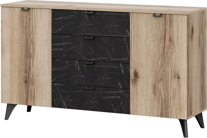 Комод Астрид мебель Омега, 137.7x38.4x81 см, светло-коричневый, черный
