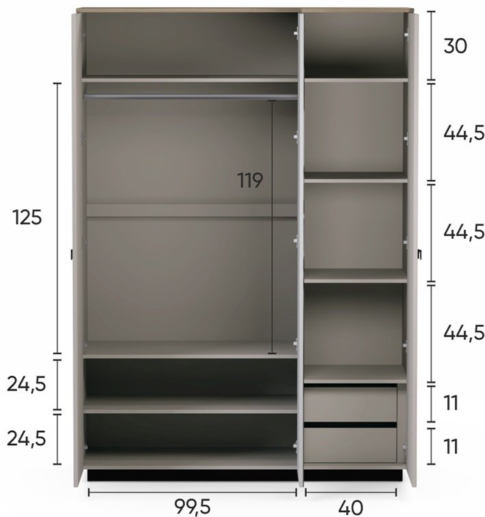 Распашной шкаф BRW Брест Доменика, 00036643, 153x218х60 см, светло-коричневый, серый купить,NaN