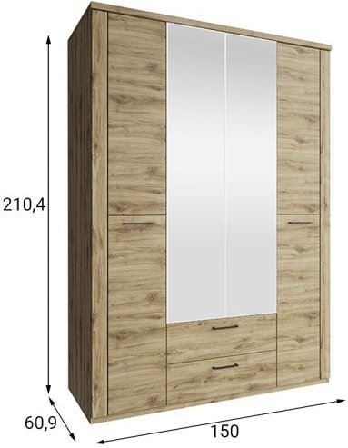 Распашной шкаф ANREX Дорсет 4DG2S Z 150x210х60см коричневый купить,NaN