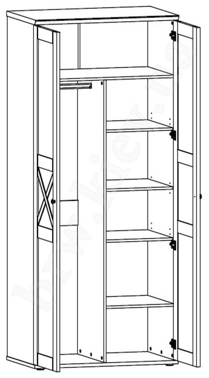 Распашной шкаф Гербор Тина 2Д 006, 97x225х60 см, белый купить,0
