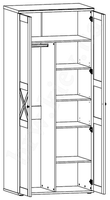 Шкаф распашной Гербор Тина 2Д 006 97x225х60см белый купить,NaN