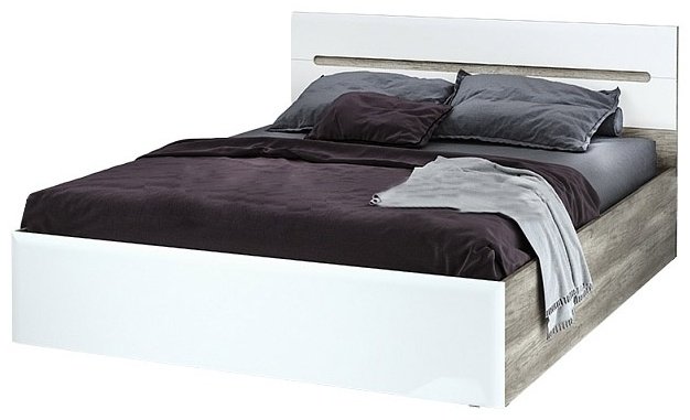 Кровать BTS Наоми КР-11 160х200см дуб каньон/белый глянец купить,NaN