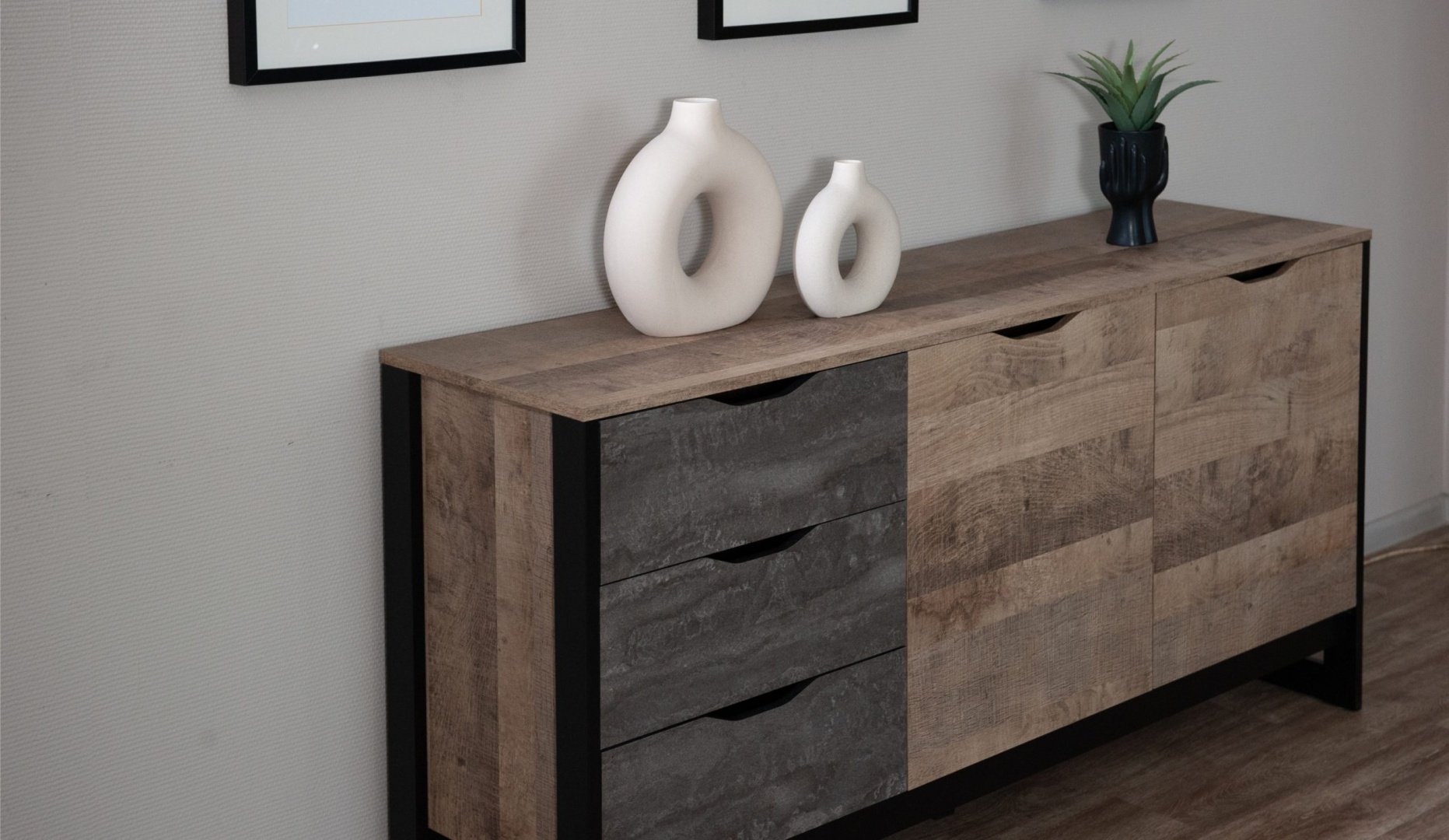 Комод IMPERIAL Стокгольм 2д3ящ, 161x40x79 см, песочный, темно-серый купить,0
