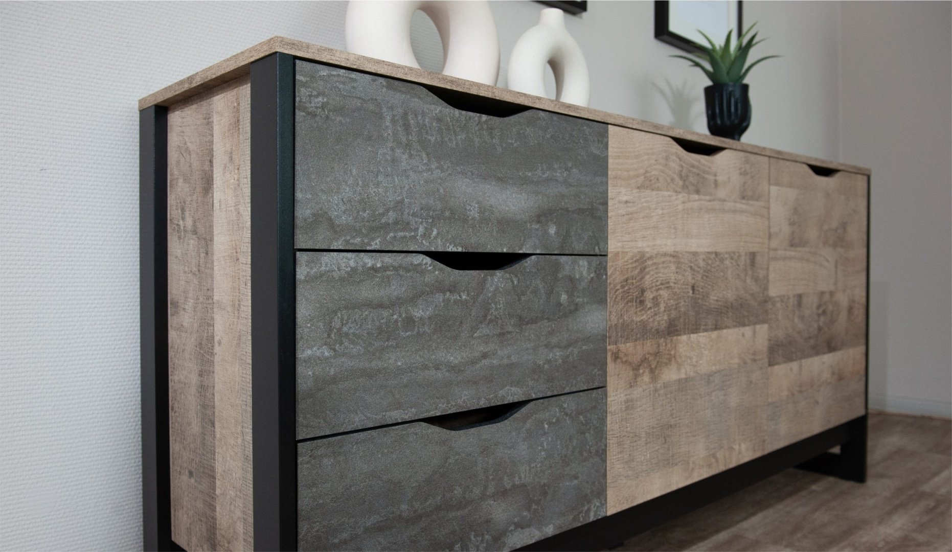 Комод IMPERIAL Стокгольм 2д3ящ, 161x40x79 см, песочный, темно-серый купить,0