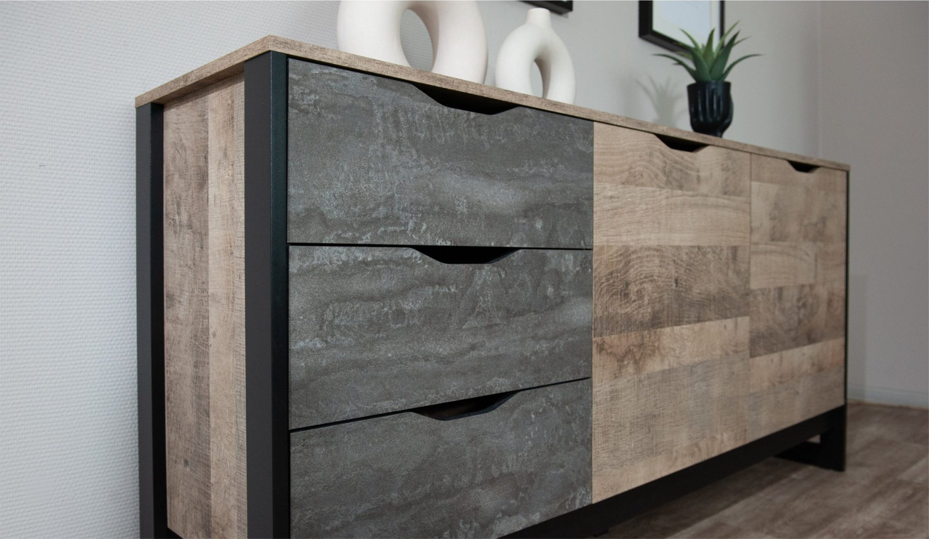 Комод IMPERIAL Стокгольм 2д3ящ, 161x40x79 см, песочный, темно-серый купить,NaN