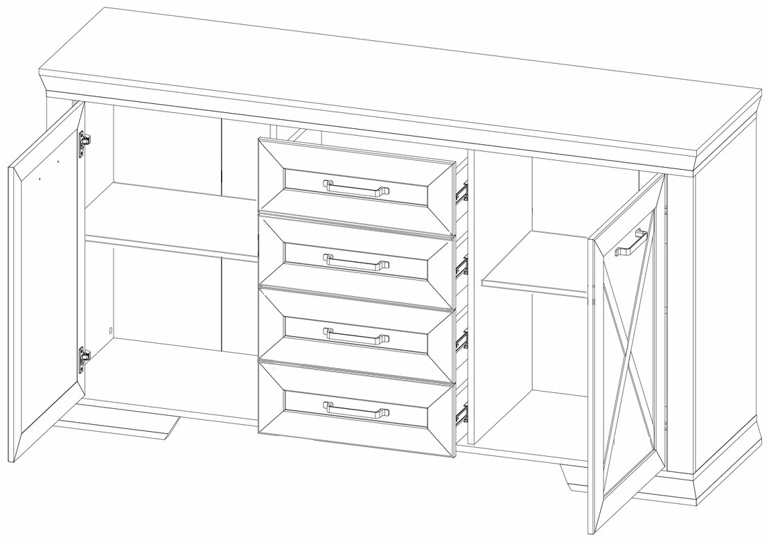 Комод BRW Брест Марсель KOM2D4S 166.5x45.5x90.5см белый купить,NaN
