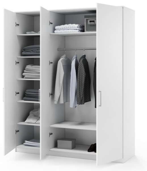 Распашной шкаф Мебель Азии Медина 3Д, 180.2x221.6х60 см, белый купить,NaN