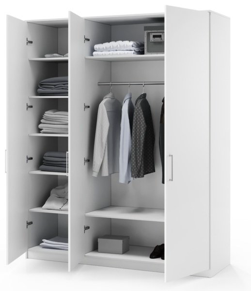 Распашной шкаф Мебель Азии Медина 3Д, 180.2x221.6х60 см, белый купить,NaN