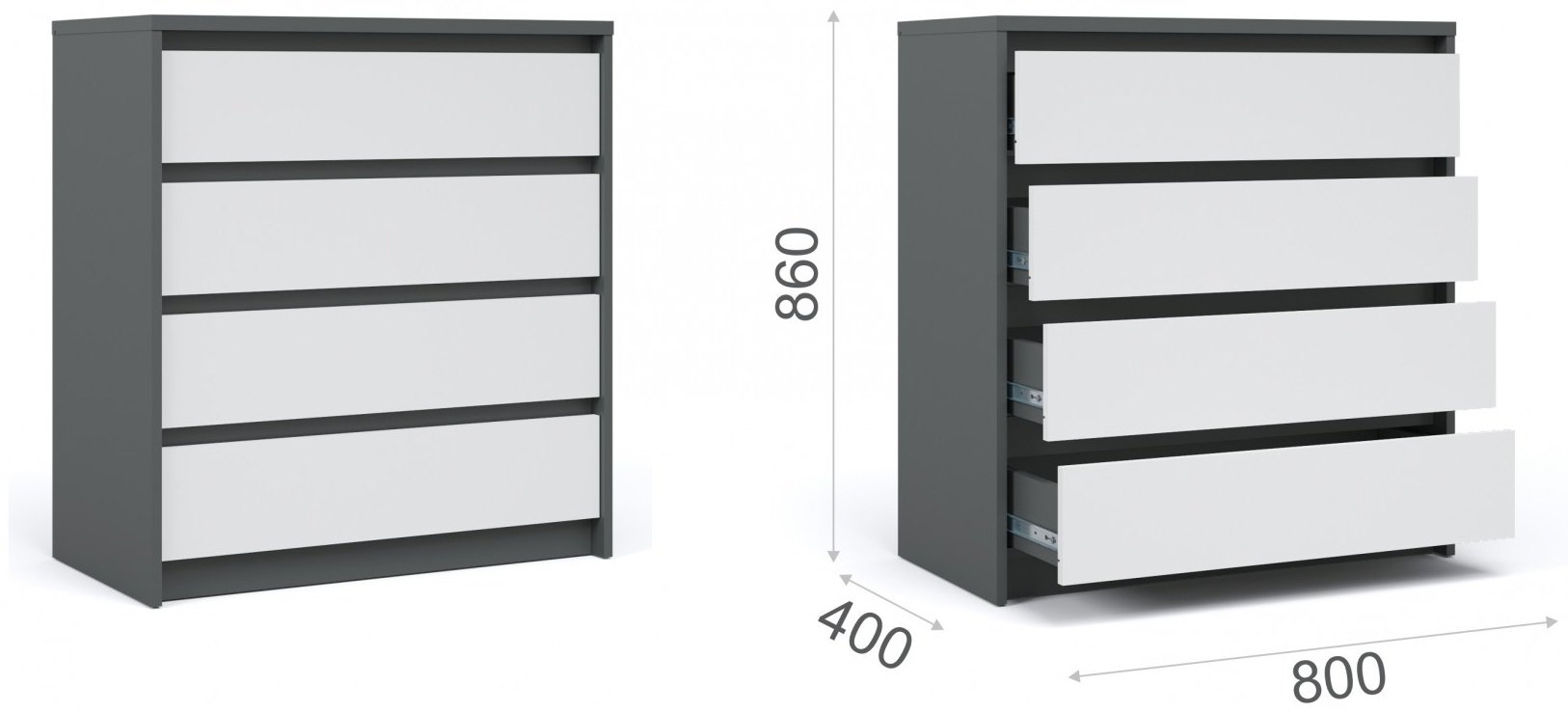 Комод IMPERIAL Мишель, 80x40x86, ЛДСП, черный, белый
