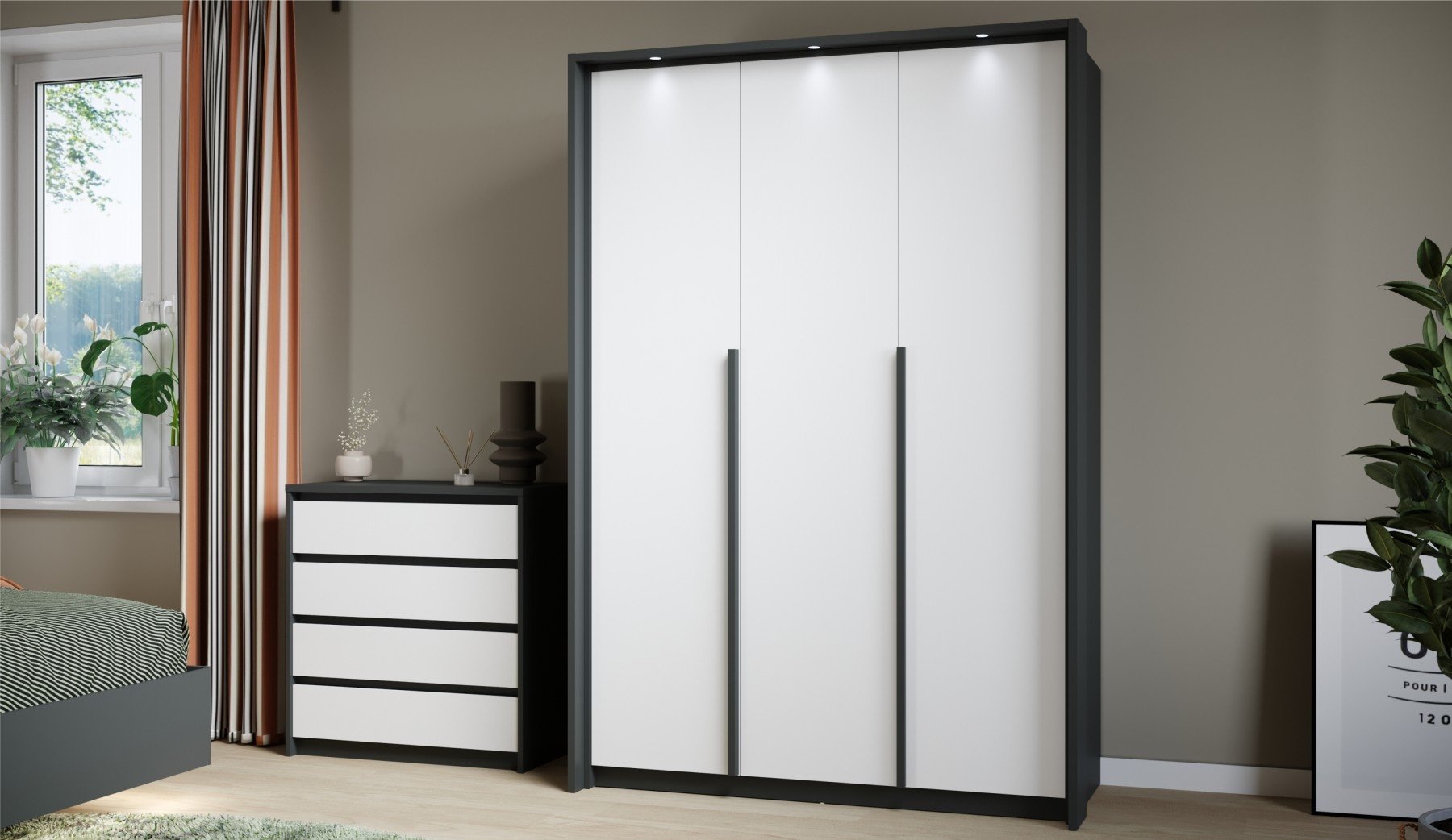 Комод IMPERIAL Мишель, 80x40x86, ЛДСП, черный, белый купить,0